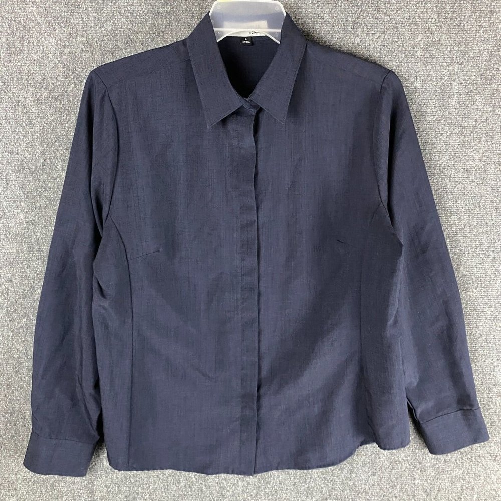 Doc & Amelia by Cintas Button Up Top Large Women's Blue 100% Polyester L